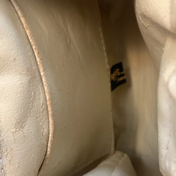 Vintage Heys Canada purse enamel metal mesh evening clutch cream gold hardware - Picture 12 of 16